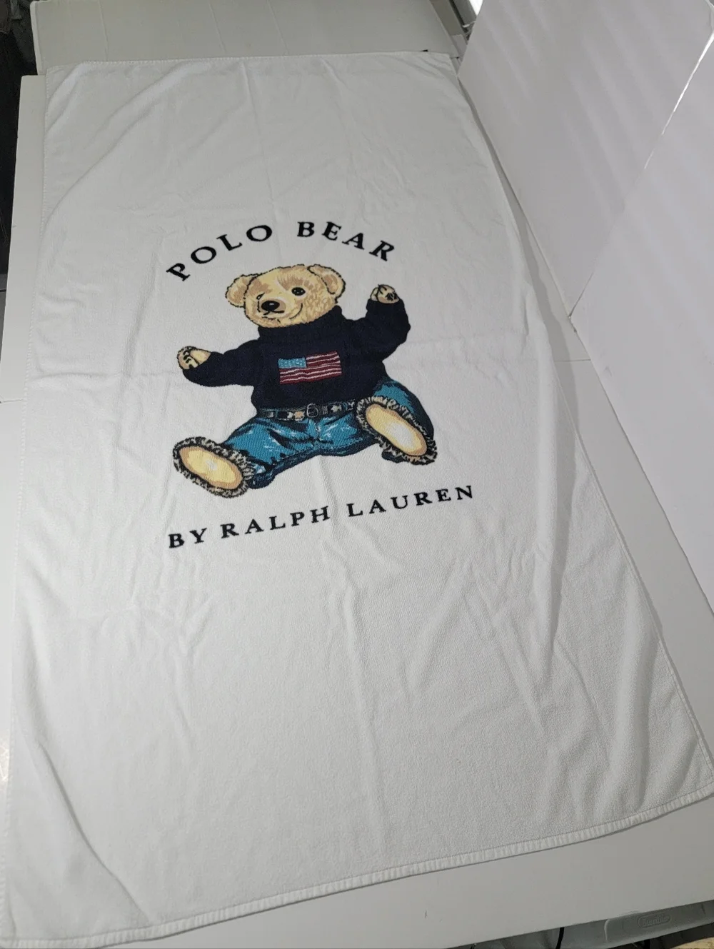 Ralph Lauren White Polo Bear Graphic Extra Large Towel